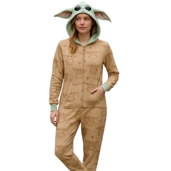 Star Wars Baby Grogu Womens Graphic Onesie Beige Size S (4-6) The Mandalorian - Picture 1 of 14